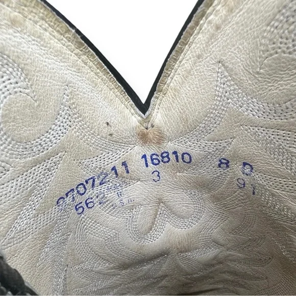 Dan Post Men’s Black Leather Cowboy Boots Size 8 D Great Condition!! Rockabilly - Picture 7 of 9